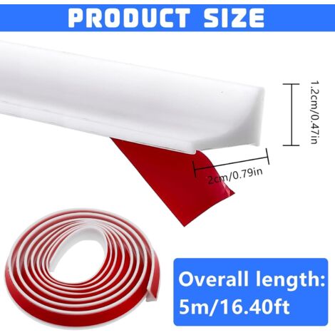 Pare-éclaboussures De Douche En Silicone Blanc Barrière Souple 3m