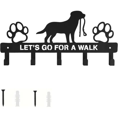 Porte Manteau Mural, Support mural pour Laisse de Chien à 5 Crochets, Organisateur Cintre Mural Décoratif pour Salon, Porte-Manteau Mural en Métal pour Clés, Vêtements, Écharpe (Noir) (1/5)