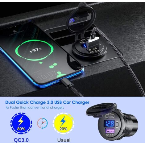 Chargeur de voiture USB étanche avec interrupteur-COD main image 1