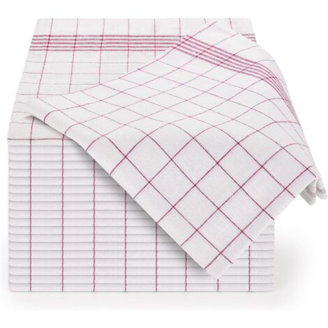 Ensemble de torchon cusine Premium 45x65 cm en Coton - Lot de 10 - torchon Vaisselle - lavables jusqu'à 95°C - Ultra Absorbant - Design élégant à Carreaux - Rouge (1/5)