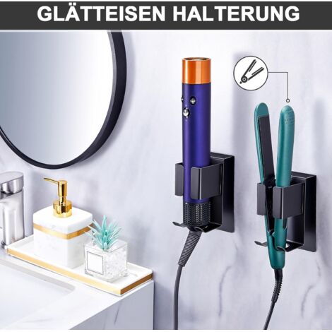 Support Pour Dyson Airwrap YYBO Support Lisseur Cheveux Sans Percage, Porte Lisseur Mural, Support Seche Cheveux Rangement Pour Fer à Friser, Lisseurs & Styler Accessoire (Argenté Lisseur IKEA
