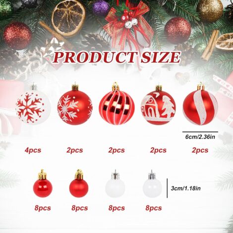 Lot De 44 Boules De Noël Bleues Et Blanches - 2 Tailles (3cm Et 6cm), En Plastique Incassable, Avec Ficelle De Suspension