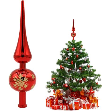 Étoile Lumineuse Rouge Sapin Noël – Cimier Scintillant En Fer 20x25x5 Cm, Pointe Sapin Décorative Rouge Or Pour Fêtes
