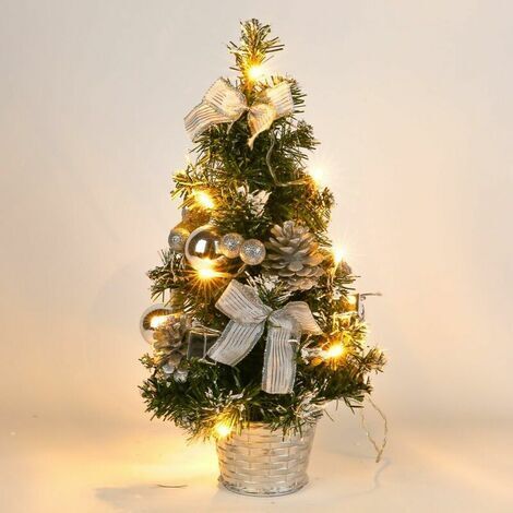 Mini Sapin De Noël Artificiel YORBAY 40cm Avec LED Et Guirlandes 2,8m