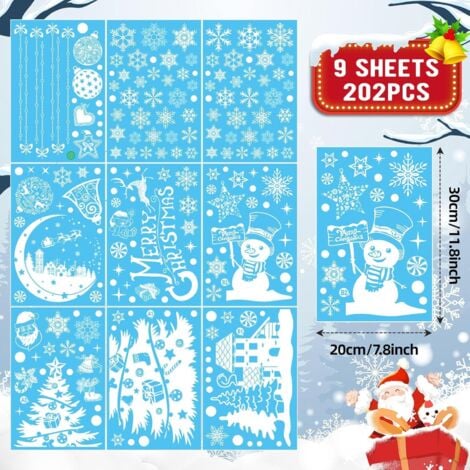 Stickers Noel Fenetre Réutilisable, 202 Autocollant Noel Fenetre Electrostatique Decoration Noel Fenetre, PVC Sapin Flocon de Neige Stickers Fenetre Noel pour Vitre Porte Deco Noel Fenetre Interieur - 2