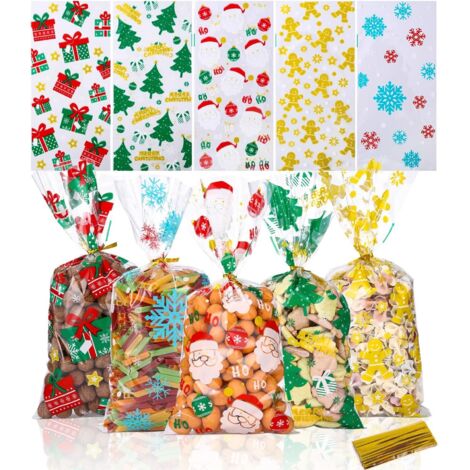 Lot De 120 Sacs Cellophane Automne + 150 Attaches Torsadées - Feuilles érable, Multicolore