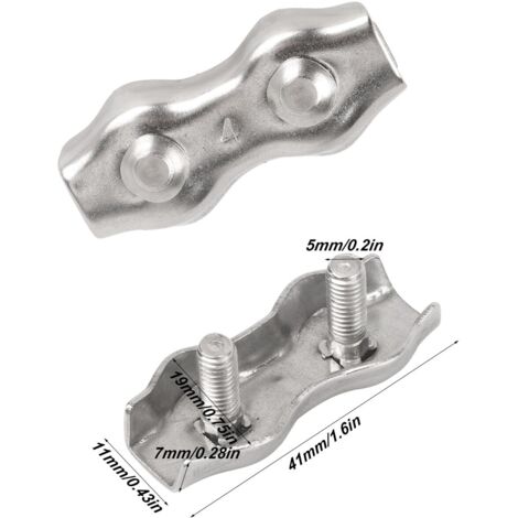 SyiXute 12 Pièces Clips Duplex M2 - Serre-Câbles Acier Inoxydable 304 Pour Câble 2mm