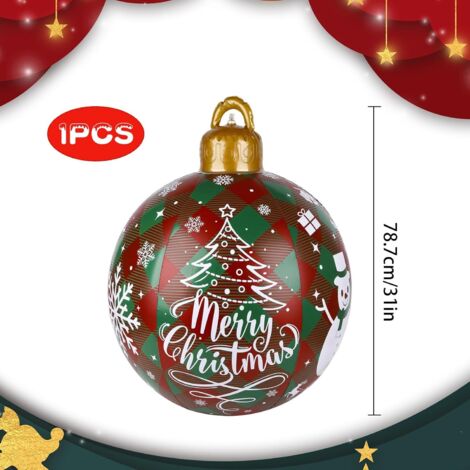 Boule De Noël Géante 60 Cm PVC Rouge - Déco Jardin Extérieur - Neuve