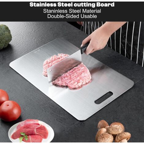 2 Pièces Planche à Découper En Titane Multifonction - Planche Inox Double Face Qualité Alimentaire Kazaigou