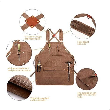 Tablier De Soudeur Professionnel En Cuir Pour Homme Avec 6 Poches Tablier De Soudure Durable De Travail Anti Flamme Et Protection Pour Forgeron 90135591