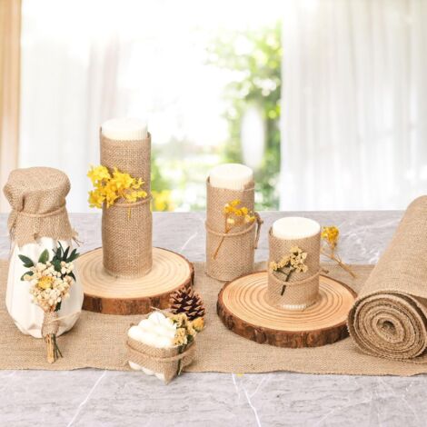 Rouleau de Nappe en Jute 30 cm x 10 m, Chemin de Table,Les Bords Grossiers