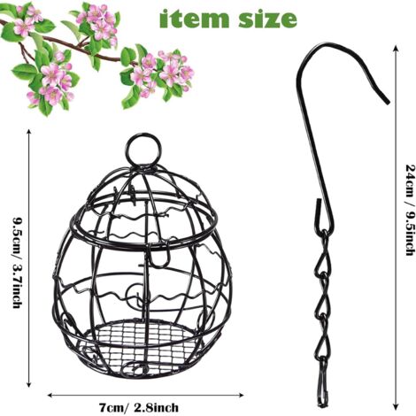 Mangeoire à Oiseaux Extérieur En Métal Doré - Pour Boules De Graisse Et Graines, Suspendue, 2 Pièces Avec Chaînes - 4
