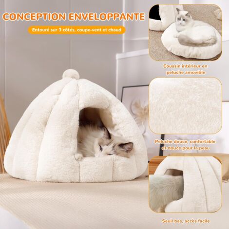 Lit en os pour animaux domestiques, linge chaud pour chat, niche en