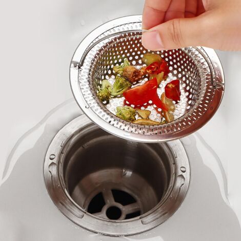 Bouchon Evier, Filtre d'Évier de Cuisine en Acier Inoxydable Épaissi 79mm, Bouchon de Vidange Multifonction, Crépine Antiobstruction avec 20 Trous, Design Durable et Esthétique (Argent