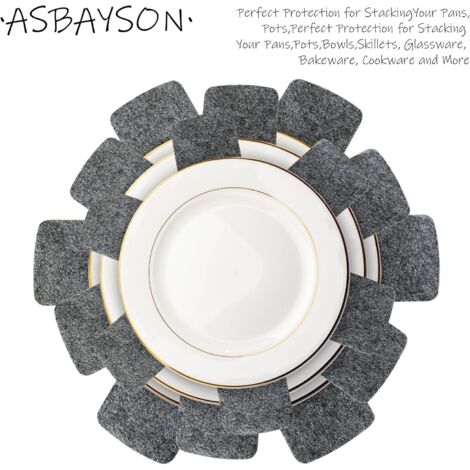 Lot de 40 protections pour casseroles et poêles - 5 tailles différentes - Séparateurs empilables pour protéger et séparer les poêles (gris, style classique