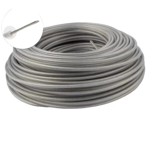 Fil de Coupe Ligne de Coupe Herbe en Acier Robuste 3mm x 45m Rond Remplacement String Line Cordon de Corde pour débroussailleuses