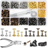 GIGIIS Rivets en cuir 480 Ensembles de 3 Tailles Double Rivet Goujons GIGIIS Rivets en cuir 480 Ensembles de 3 Tailles Double Rivet Goujons
