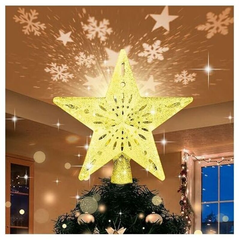Étoile De Sapin De Noël LED 3D Lumineuse 25 Cm - Topper Scintillant Pour Arbre De Noël, Décoration Intérieur Extérieur, Effet Féerique Magnifique