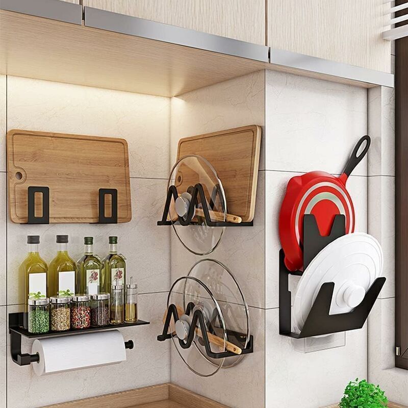 Lot De 2 Supports Pour Planches à Découper - Organisateur De Cuisine En Fer - Rangement Gain De Place Pour Planches Et Couvercles