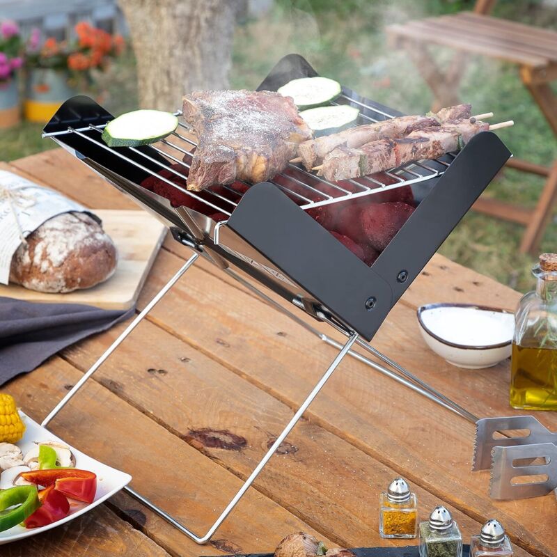 Barbecue Charbon Portable Noir 18x10" - Petit Grill Camping Master Cook