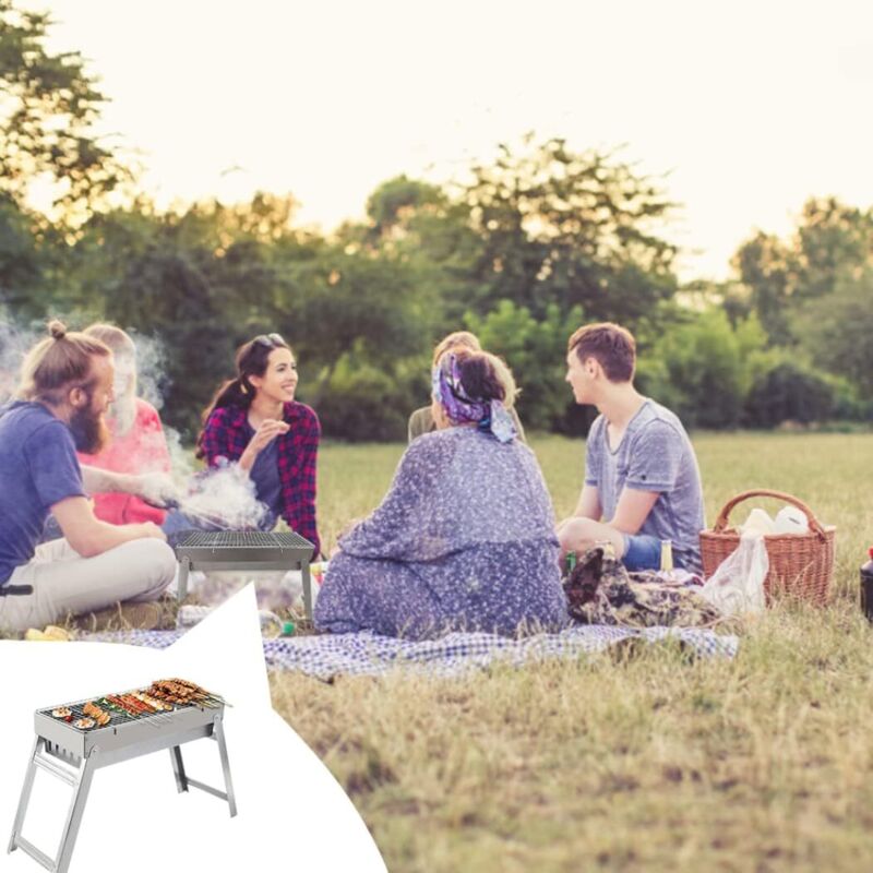 Petit Barbecue Charbon De Bois Portable - Idéal Pour Table, Camping Et Extérieur - 13