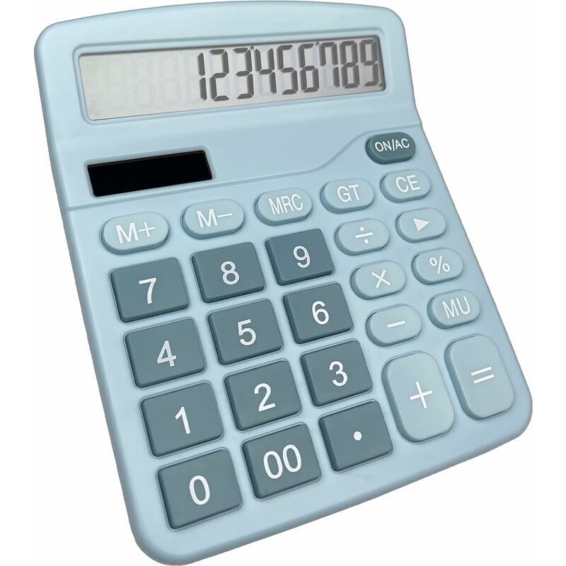 Calculatrice De Bureau OFFIDIX à 12 Chiffres - Double Alimentation (solaire + Pile AAA) - Grand écran, Touches Rondes - Blanc - 10