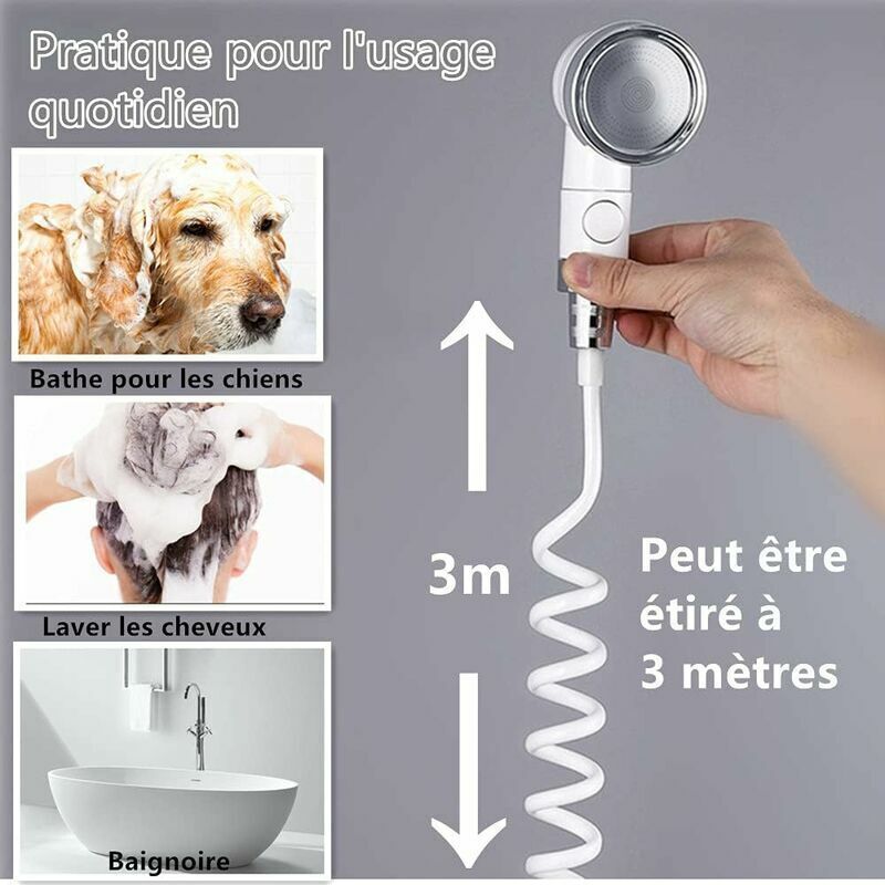 Pommeau De Douche Pour Chien Portable - Compatible Avec Robinets De Baignoire, Lavage Facile Animaux