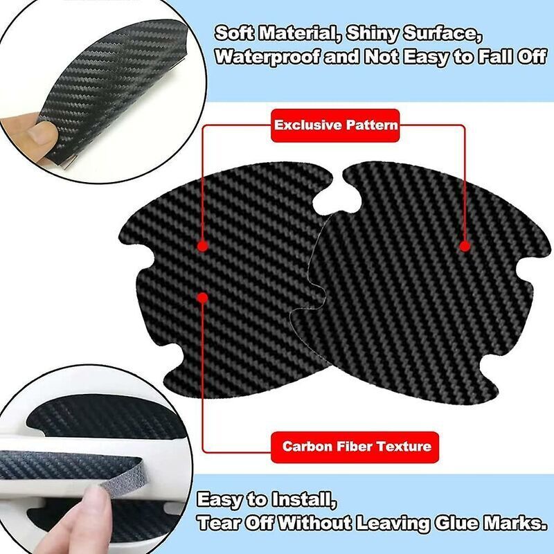 8 Pcs Film Autocollant Poignée Portière Voiture, Fibre De