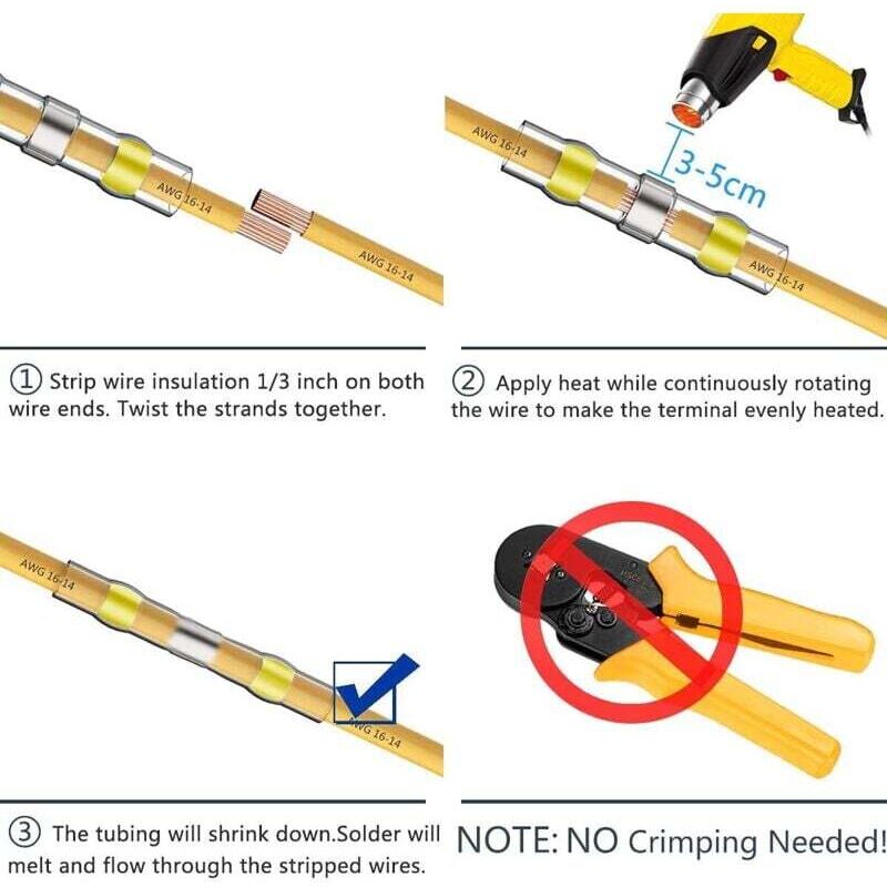 50 Pièces Joint De Soudure Connecteur De Fil, Thermorétractables