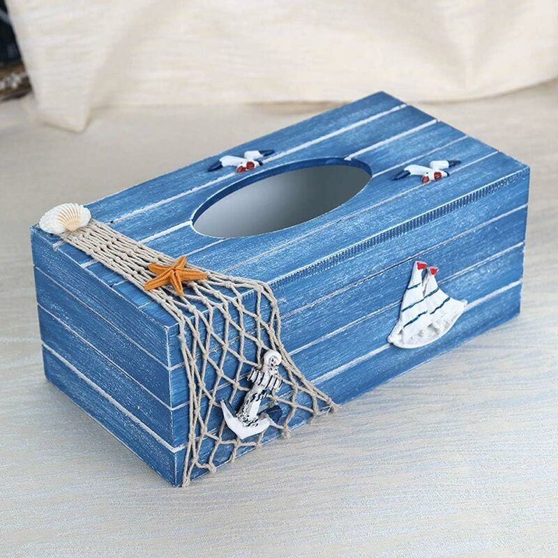 Lot De 2 Boîtes à Mouchoirs Décoratives Carrées - Housses En Simili Cuir Bleu Marine Pour Rangement Élégant Maison/Bureau