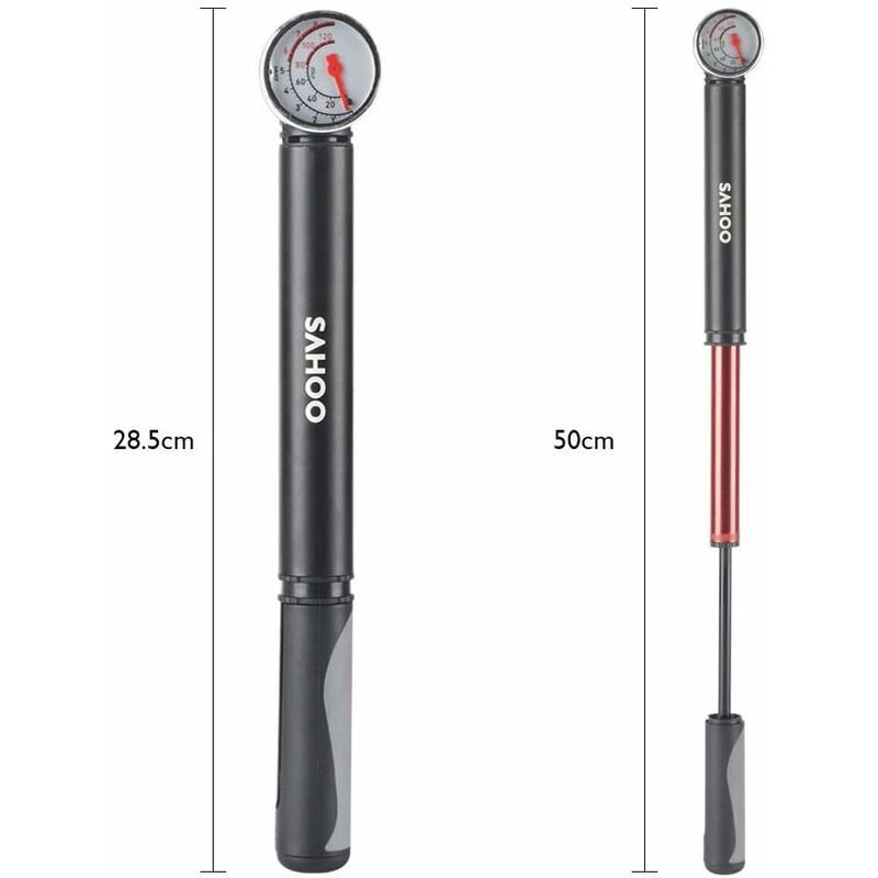 Pompe De Vélo Portable 140 Psi, Avec Manomètre, En Alliage D'aluminium, Gonfleur D'air Pour Pneus