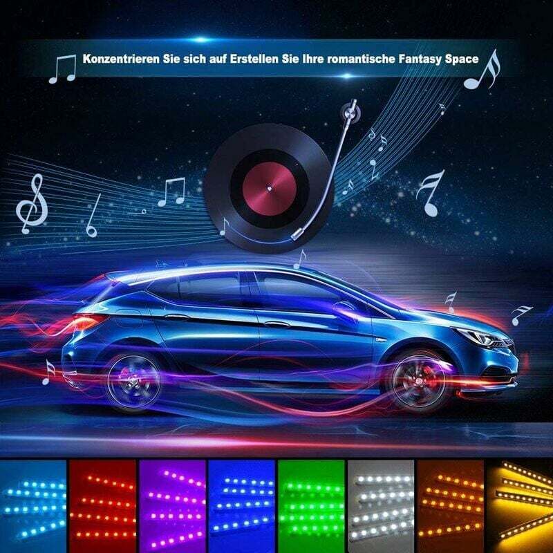 Ruban LED D'Ambiance Pour Voiture - 7 Couleurs, Activation Vocale Et Par Le Son - USB - Pour Tableau De Bord, Toit, Décoration Intérieure