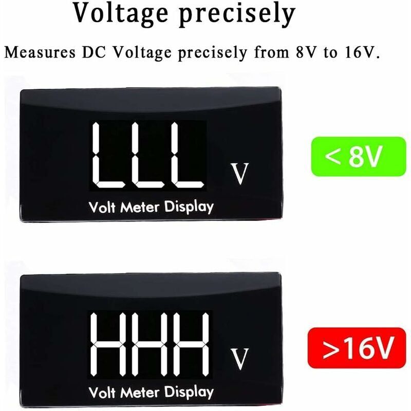 Voltmètre Numérique étanche 12V-150V DC - Affichage LED Rouge - Pour Voiture, Moto, Camping-car - Mini Et Portable - 3