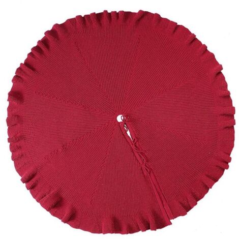 Jupe Tricotée Pour Sapin De Noël - Diamètre 71 Cm - Coton Rouge - Cache Pied Et Décoration - Avec Pinces En Bois
