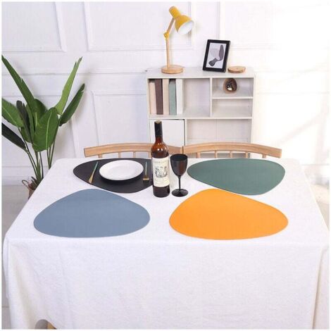 Lot De 8 Sets De Table Ronds Famibay - 34 Cm + Dessous De Verre 10 Cm - Rouge - Résistants à La Chaleur