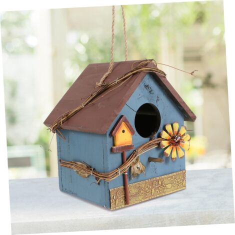 Nichoir Suspendu En Verre Transparent Pour Oiseaux - Avec Crochet Et Nid En Bois - Dimensions 10x21.5 Cm - Pour Jardin, Balcon Ou Intérieur