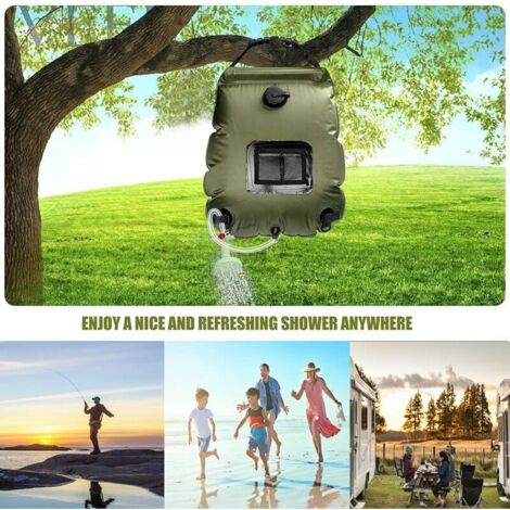 Sac De Douche Solaire CyConncet 25L - Tête De Loup - Portable Pour Camping/Plage - Débit D'Eau Fort - PVC Sans BPA