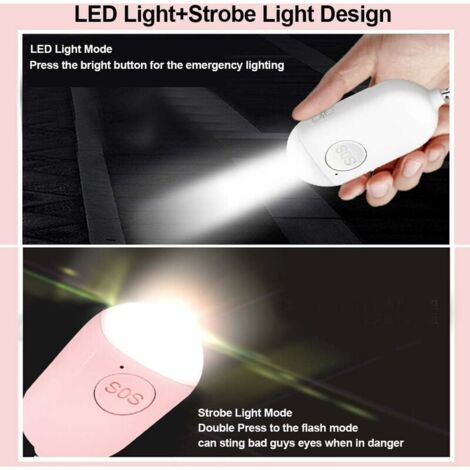 Alarme Personnelle Auto-défense – 130 DB Ultra Puissant – Avec Lampe LED – Neuf