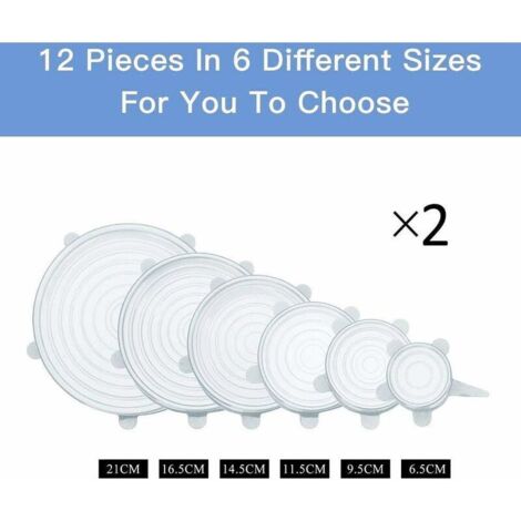 Lot 6 Couvercles Silicone Extensibles 9cm - Universels Pour Bocaux, Pots, Yaourts, Transparent