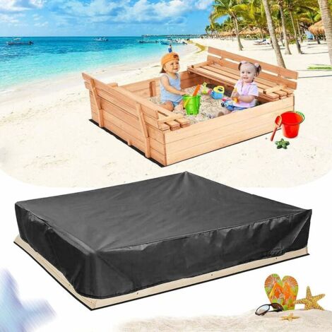 Housse De Bac à Sable 120x120x20 Cm – Imperméable Tissu Oxford 210D – Cordons De Serrage – Protection UV Et Pluie – Avec Sac De Rangement