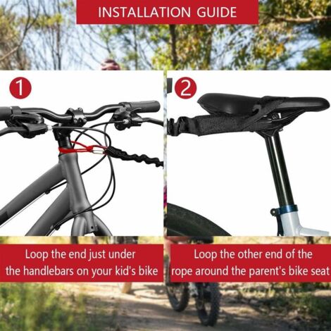 Sangle De Remorquage Vélo élastique 3 M - Capacité 225 Kg, Mousqueton - Pour Vélo Enfant, VTT, Route