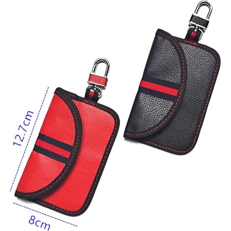 2 Pochettes Faraday Anti-vol Pour Clés De Voiture - Bloque Les Signaux RFID, Rouge Et Bleu - 11