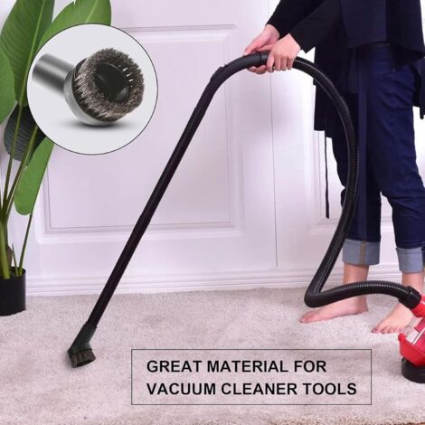 Brosse à aspirateur brosse à poussière ronde avec connecteur universel, Remplacement de brosse de 1,25 pouces avec outil adaptateur de tuyau d' aspiration de 1,25 à 1,37 pouces pour tuyau standard
