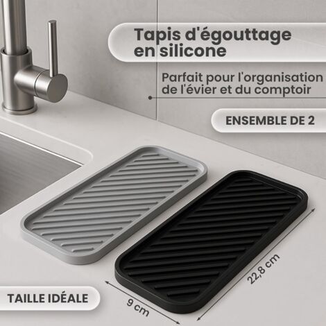 JJZGPP 2pcs Silicone Organizer,Organiseur D'évier En Siliconepour Rangement Eponges Produit Vaisselle Vaisselle Savon Brosses Noir