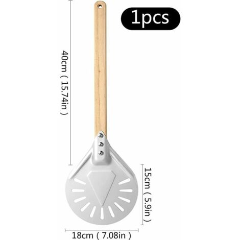 Pelle Bois Amovible Pelle à Pizza Perforée 40x30cm - Poignée Amovible En Bois - Idéale Four à Pizza Pelle Poignée Bois