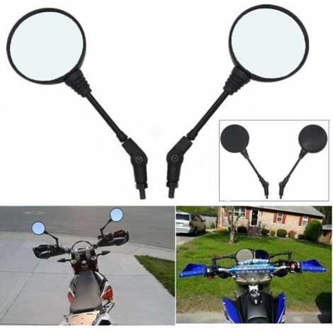 Rétroviseurs Moto Ronds Universels - Réglage 360°, Fixation Embout De Guidon 8 Mm | Pour Moto, Scooter, ATV, Quad (Noir) - 11