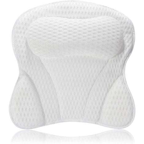 Oreiller Spa Avec Ventouses Blanc Oreiller De Bain Avec Ventouses - Coussin Antidérapant Pour Spa Ou Baignoire, Blanc, Microfibre Coussin Bain Ventouses