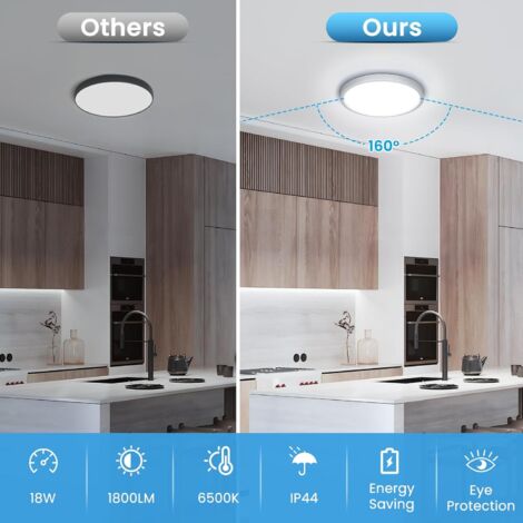 Plafonnier Led 18W, Luminaire Plafonnier IP54 Imperméable Lampe Led