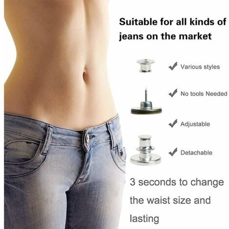 8 Boutons De Jeans 17mm Instantanés - Réutilisables, Sans Outil - Pour DIY Et Réparation