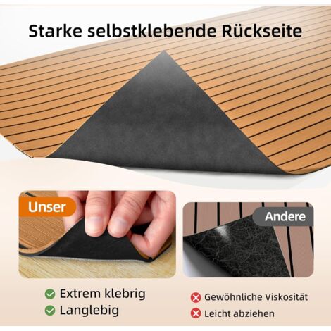 Plancher de bateau en mousse EVA, tapis marin en faux teck, tapis marin antidérapant pour bateau à moteur, RV, yacht, kayak, plate-forme de natation 240 x 90 cm (gris clair